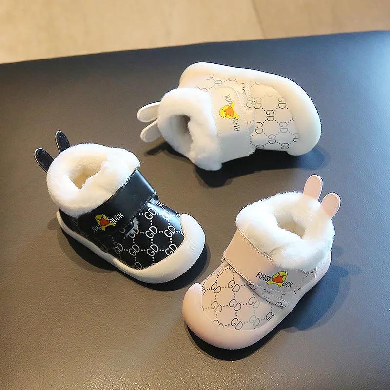 Baby Cotton Shoes, Boys' Shoes, Soft Soled Shoes, Autumn and Winter Infant Walking Shoes, Girls' Plush Warm High Top Shoes