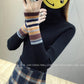 Pofulove turtleneck sweater women plus velvet thick autumn and winter new warm knitted base shirt long sleeve shirt