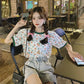 Women's Summer Versatile Printed Short Sleeve Loose Top T-Shirt