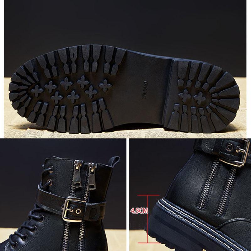 Woman Short Boots Autumn and Winter All-match Thick-soled British Style Martin Boots Single Boots Leather Boots