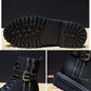 Woman Short Boots Autumn and Winter Warm Boot Thick-soled British Style Martin Boots Plush Boots Leather Velvet Boots