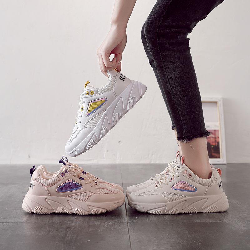 Summer Female Student Sports Shoes Korean Casual Height-increasing Shoes Mesh Breathable Running Shoes
