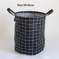 FullLove 35*45cm Plaid Storage Bakset Foldable Linen Cotton Black Laundry Baskets for Dirty Clothes