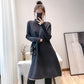 Autumn and Winter Mid-length Casual Sweater Half High Neck Thick Pullover Blouse Knitted Loose Women Sweater Dress