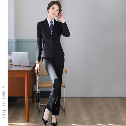 Black Suit Suit Women's Spring and Autumn Temperament Professional Wear Work Interview Formal Wear Women's Suit Suit Overalls