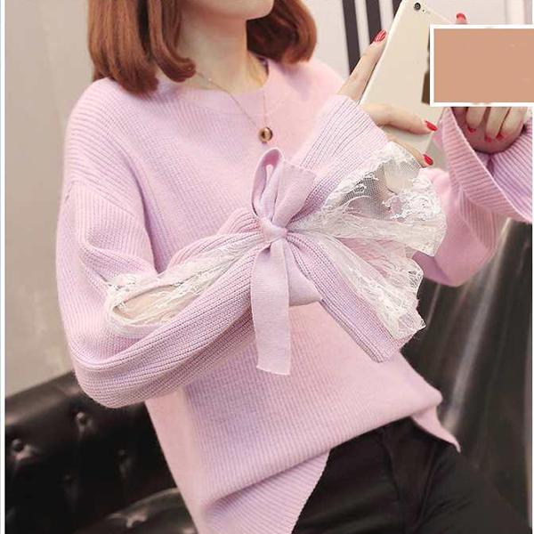 Winter Women's Sweater Korean Style Hedging Loose Lace Ins Super Popular Sweater Jacket