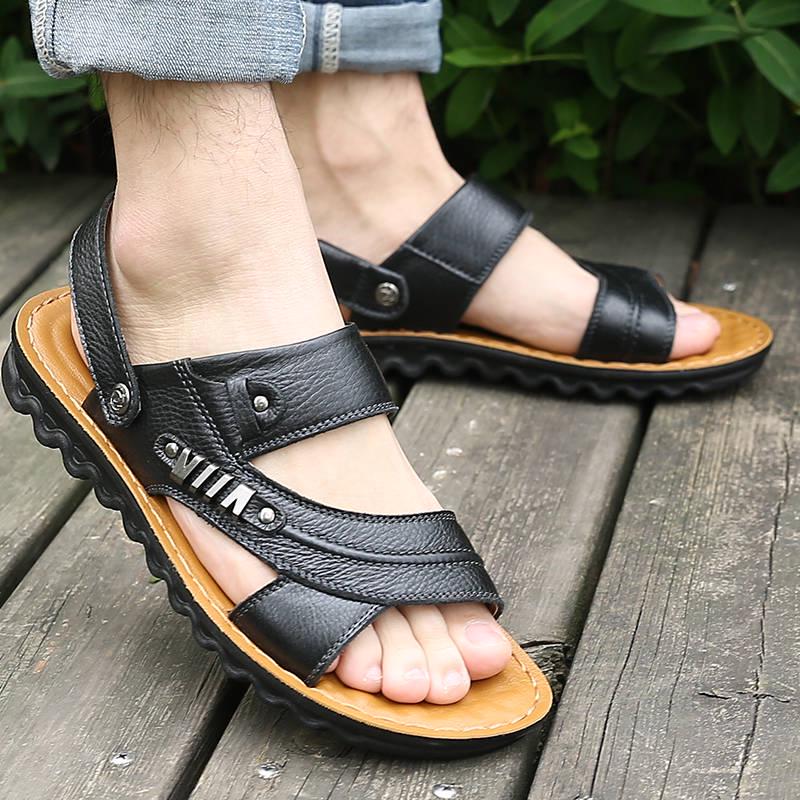 Leather Beach Shoes Men's Trend Casual Men's Non-slip Sandals Men's Sandals Slippers Sneakers Shoes