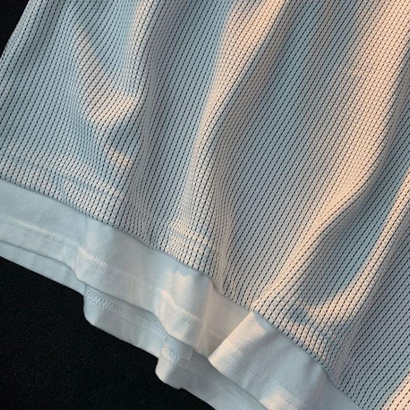 Summer Men's Large Size Breathable Casual Sports Suit Wild Loose Fried Street Chic Fake Two-piece Casual T-shirt