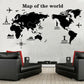 Black map wall sticker Green removable sticker Bedroom living room study decoration