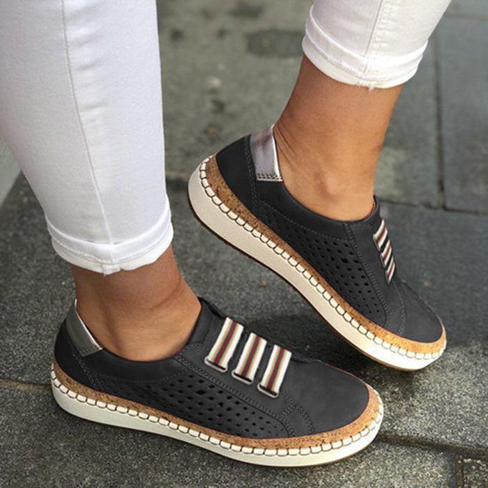 Womens Hollow-Out Breathable Sneakers Casual Slip On Shoes Loafers Comfortable Lazy Shoes