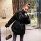 Jacket Women's Fall/winter Down Cotton Jacket Loose Korean Mid-length Section Waist Thickened Bright Silk Cotton Jacket Winter Thick Coat Cute