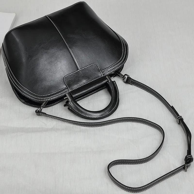 Women Top-Handle Bags Large Capacity  High Quality Genuine Leather Cowhide Handbags Personality European Style Crossbody Bag