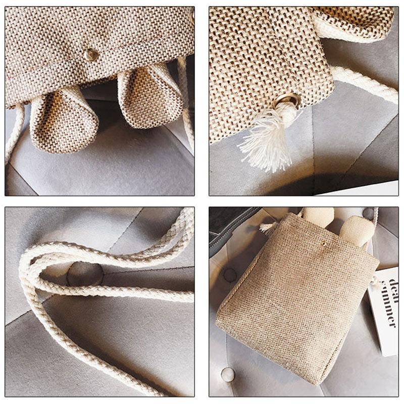 Canvas Small Bag Female Messenger Fashion Student Trend Soft Cute All-match Cartoon Linen One-shoulder Handbag