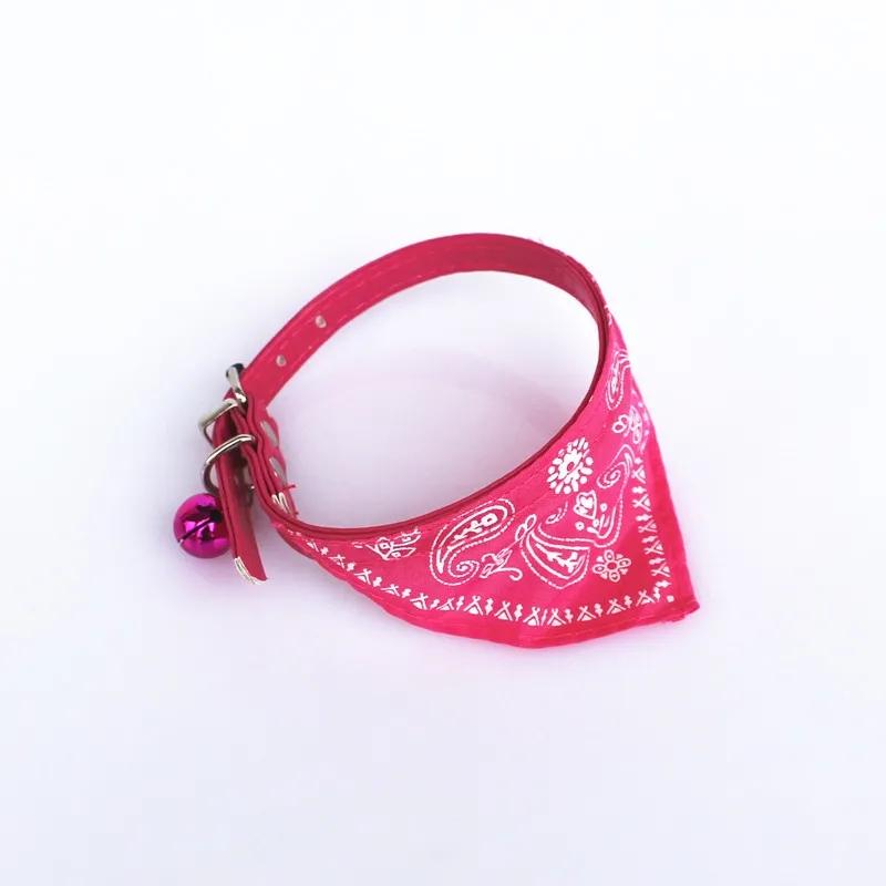Pet Dog Puppy Cat Neck Scarf Adjustable Bandana Collar Neckerchief Pet Bell Triangle Scarf Cat PU Collar Dog Saliva Scarf Small Dog Pet Accessories