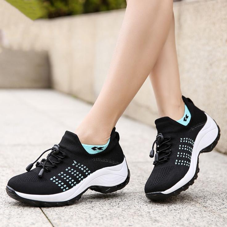 Women Flat Platform Shoes Women Non Slip Soft Sole Sneakers Breathable Mesh Tennis Ladies Sock Sneakers