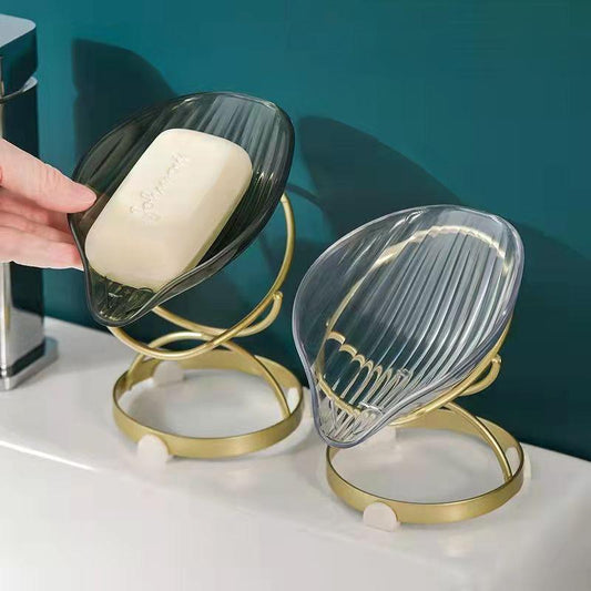 Luxury Petal Soap Dish Drain Soap Box Household Soap Rack Free Perforated Tray Storage Rack