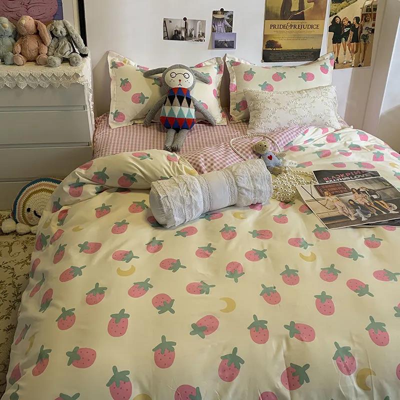 Princess Style Girls' Dormitory Bedding Four-piece Student Bedroom Pure Cotton Skin-friendly Thickening Quilt Cover Sheet Set