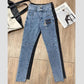High-waisted Jeans Girls Spring and Autumn Thin Skinny Feet Pants Stretch All-match Pencil Nine-point Pants