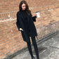 Black Mid-length Women's Children's Woolen Coat In Trendy Fashion Winter Casual Temperament Woolen Coat
