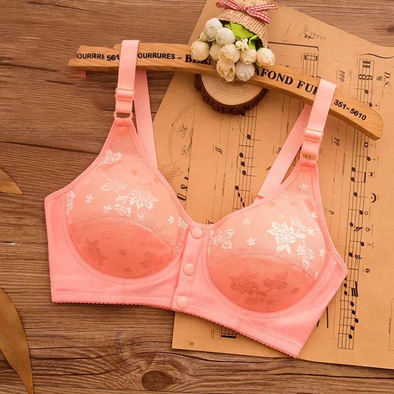 Comfortable Full Cup Underwear Ladies Breathable Bra Front Buckle No Steel Ring Gathering Pure Cotton Tank Top Thin Large Size Bra