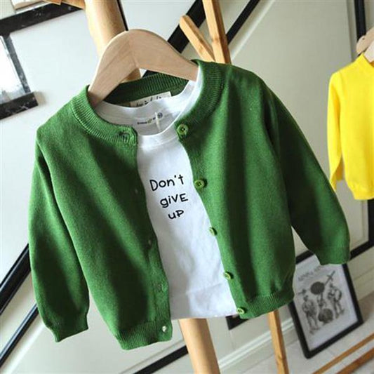 Spring and Autumn Children's Knit Cardigan Slim Cotton Thin Sweater Baby Jacket