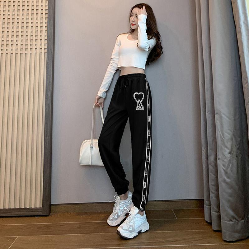 Girls Spring and Autumn Casual Pants High-waisted Feet All-match Panties Ladies Loose and Thin Sports Ninth Pants
