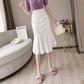 Women's Bow Knot Pleated Fishtail Skirt Irregular Solid Color All Match Professional Office Short Skirt