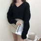 Autumn and Winter Fashion Casual Jacket Red Thick Sweater Loose Short Youth Women Pullover