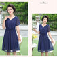 XL-XXXXXL Women's Summer Dress Middle-aged Mother Chiffon Veil Short Sleeve V-Neck Printing Mid-length Daily Wear