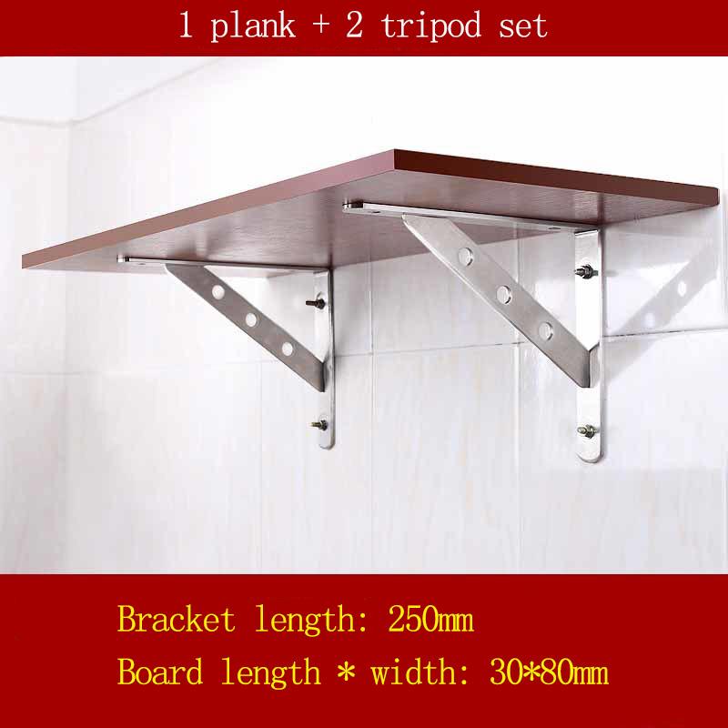 Stainless Steel Tripod with Wooden Shelf Bracket Set Right Angle Bracket Kitchen Support Frame