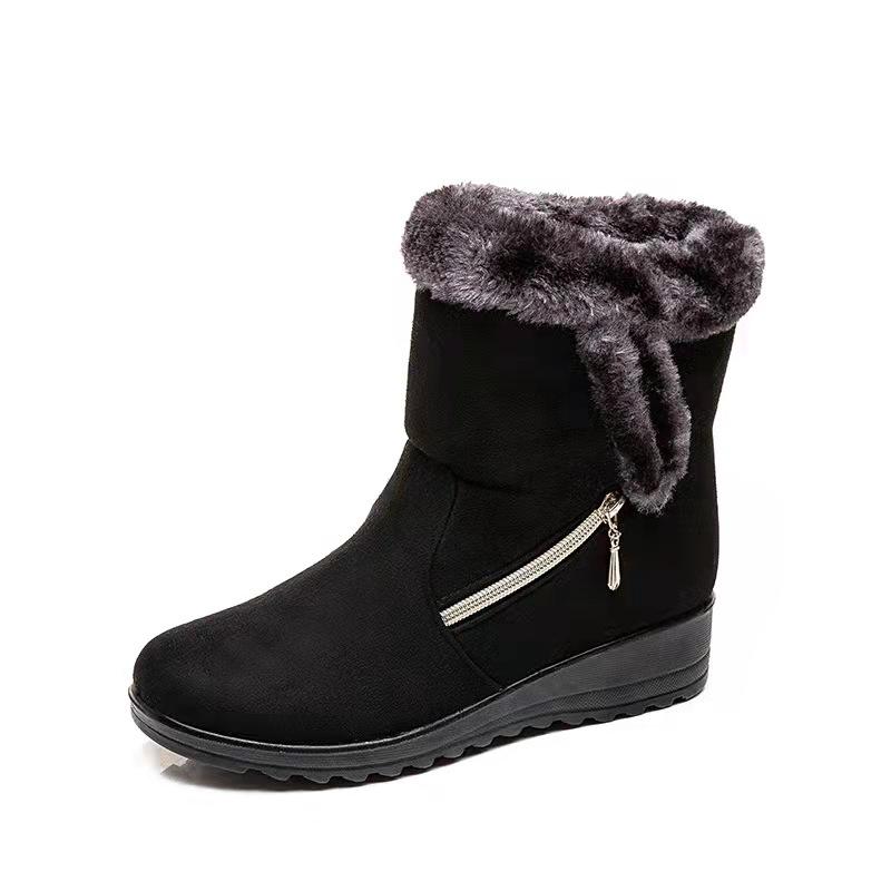 Women's Outdoor Winter Snow Boots Non-slip Warm Boots Fur Short Ankle Boots Slip-on Boots Cotton Boots Plus Size EU35-43