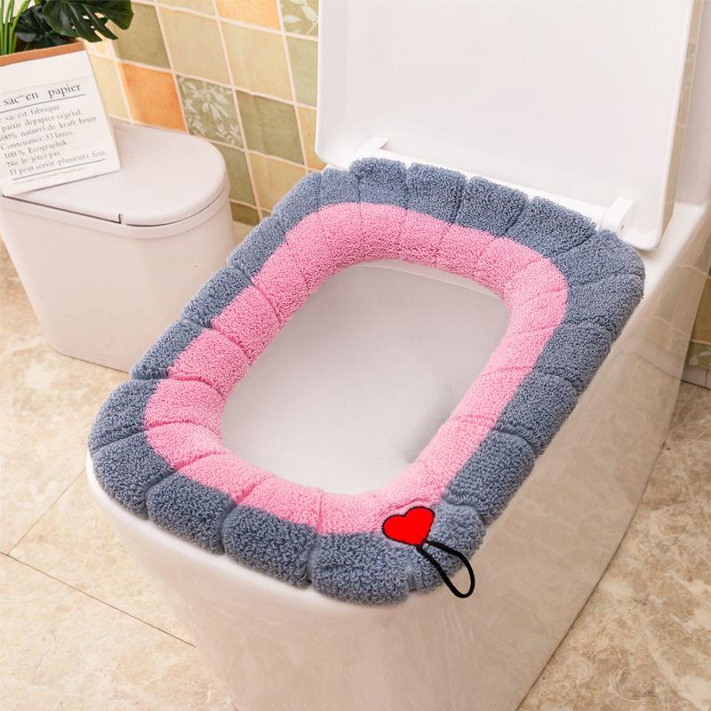 Extra-large Toilet Seat Household Toilet Seat Cushion Thickened Warmth Love Toilet Seat Cover Washable Toilet Seat Universal