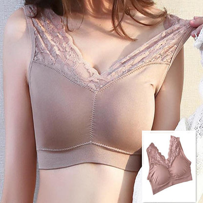 Breathable Women's Bra Bralette Brassiere Girls Bra 1Pc Wireless Solid Color Embroidered Beauty Back Skin-friendly Bra