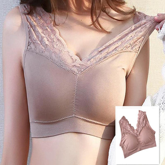 Breathable Women's Bra Bralette Brassiere Girls Bra 1Pc Wireless Solid Color Embroidered Beauty Back Skin-friendly Bra
