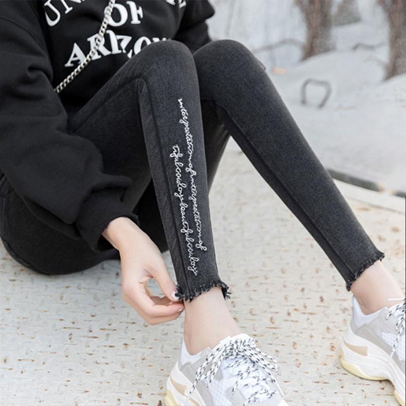 Women's Jeans High Waist Slim Spring and Autumn Long Pants Small Foot Pants Ladies Black Leggings Slim Tall Pants