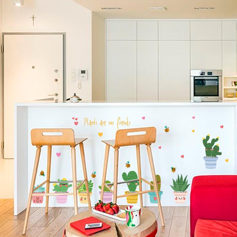PVC Creative Potted Wall Sticker Cabinet Kitchen Glass Door Window Decorative Painting Self-adhesive