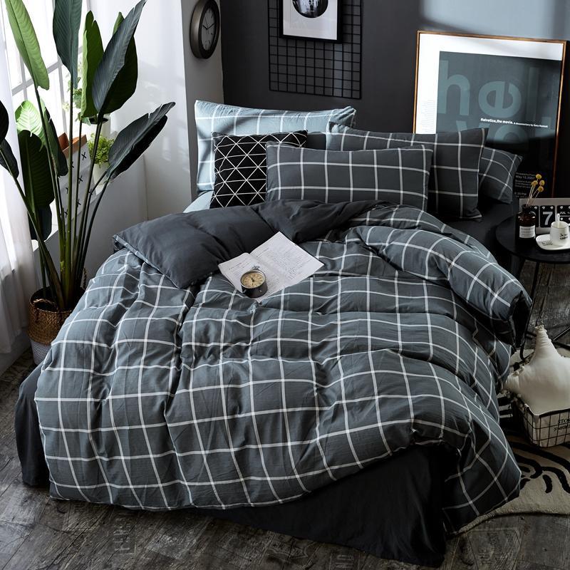 Bedding Set Queen King Single Duvet Cover Set Bed Linen Set Gray BedClothes