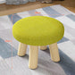 Linen Sponge Stool Pine Solid Wood Low Stool Children Chair Shoe Change Seat Round Bench for Family