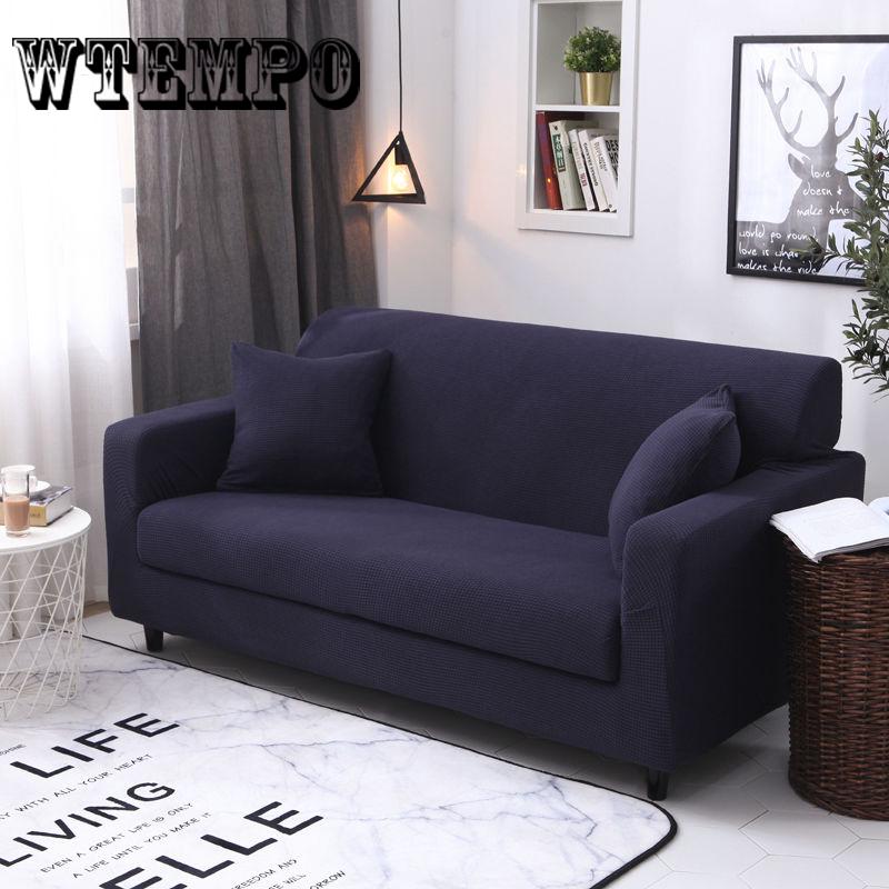 1/2/3/4 Seaters Simple Style Solid Color Sofa Cover Dustproof Non-slip Recliner Couch Slipcover
