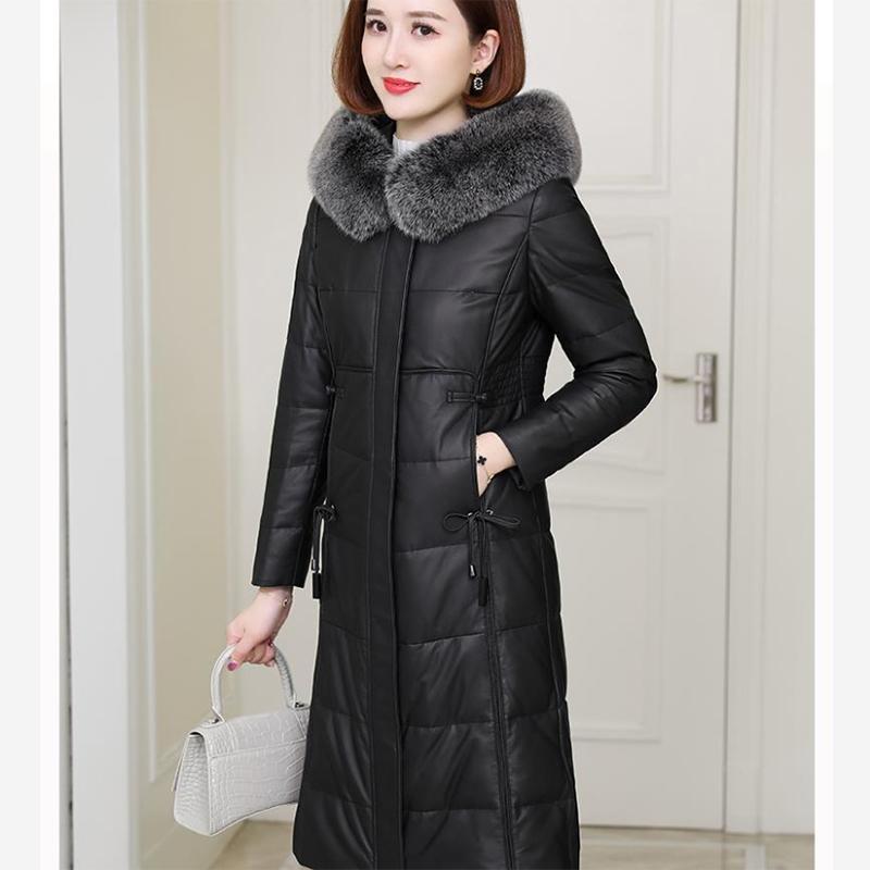 Women's Solid Color Embroidered Down Jacket Mid-length Korean Style Loose Thick Coat Warm Cotton Coat Large Fur Collar Winter Quilted Jacket