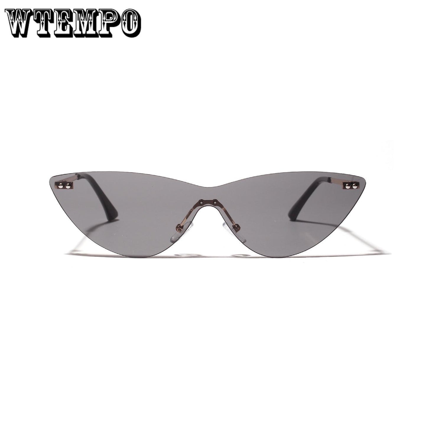 WTEMPO Borderless Siamese Sunglasses Cat Eye Retro Glasses UV-resistant transparent pink