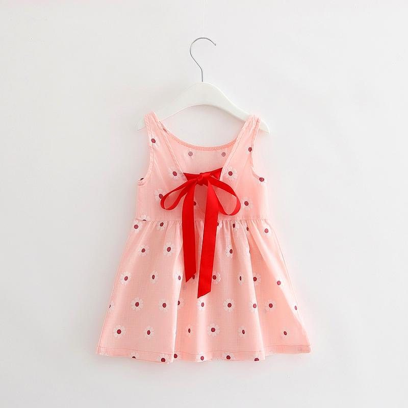 1-7 Years Baby Girls Sleeveless Flower Print Dresses Clothes Kids Summer Princess Dress Children Party Ball Pageant Dress Outfit