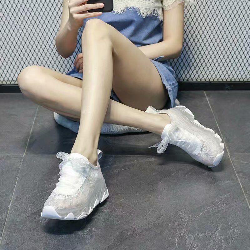 Lace Mesh White Shoes Women Spring Summer Breathable Wild Platform Platform Shoes Casual Sports Shoes Women