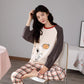 Women Pajamas Set Long Sleeve Pyjamas Suit Spring Autumn Sleepwear Winter Home Wear Loose Casual Pullover Round Neck Cute Nightwear Tops Pants