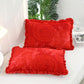 Crystal Velvet Pillowcase Quilted Cotton Warm Lace Pillowcase A Pair of Printed Suede Pillow Core Short Plush Pillow Set