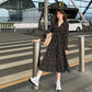 Spring Japanese First Love Skirt V-neck Floral Dress Female Slim Waist Temperament Knee-length Skirt