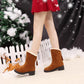 Snow Boots Women's Warm and Velvet Autumn and Winter Women's Short Boots Thick-soled Thick-heeled Fringed Mid-tube Boots