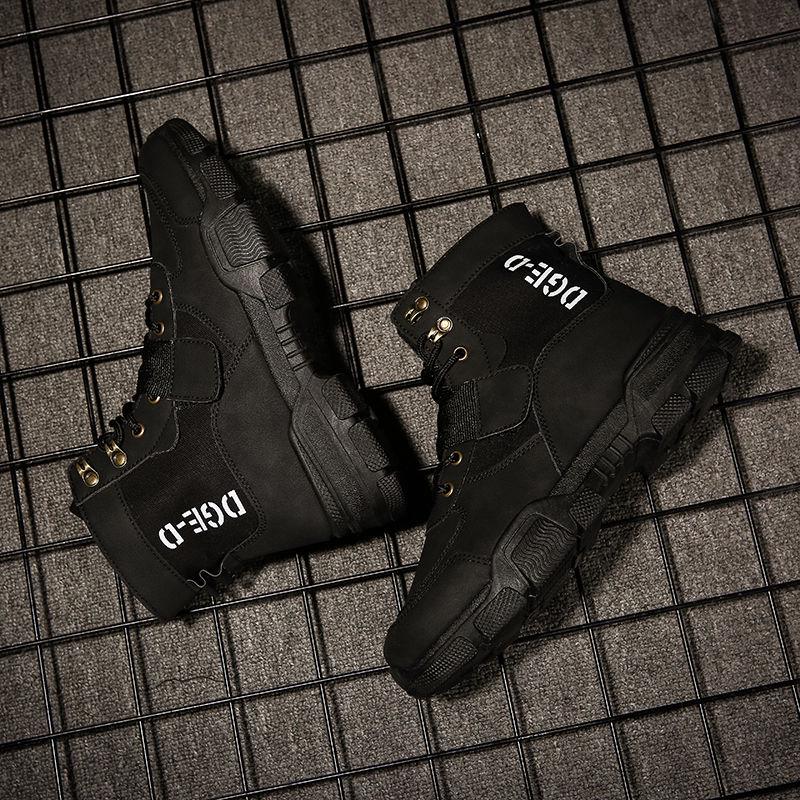 Autumn and Winter Men's Martin Boots Warm Working Boots Lace Up Men's Combat Boots High Top Shoes