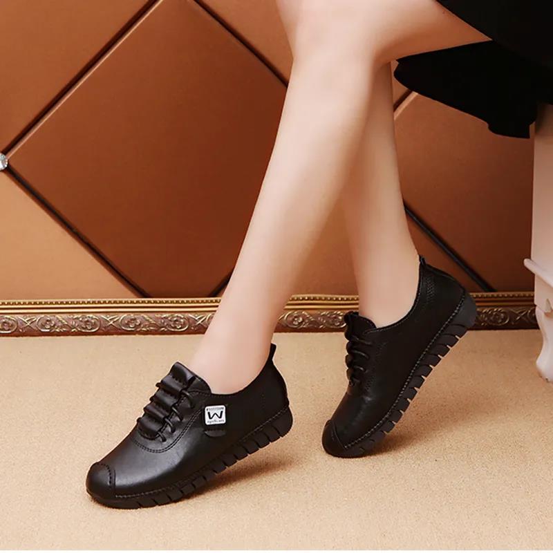 Red Single Shoes Women's Spring and Autumn Loafers Soft Bottom Non-slip Flat Leather Shoes Casual Shoes