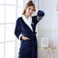 Printed Flannel Pajamas Coral Fleece Nightdress Robes Indoor Homewear Mid Length Bathrobes